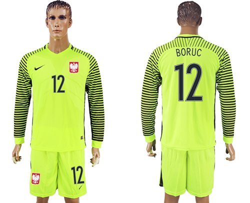 Poland #12 Boruc Green Long Sleeves Goalkeeper Soccer Country Jersey